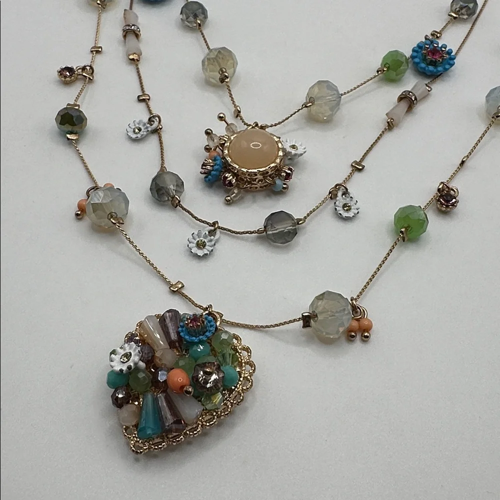 Betsey Johnson Multicolor Beaded Gold-Tone Layered Necklace. New without tags - Picture 6 of 12